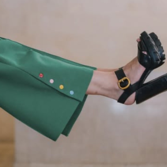 LISA PERRY Ponte Crop Wide Leg Trousers Black Barneys New York Snaps Pants 8 NWT - Picture 3 of 16